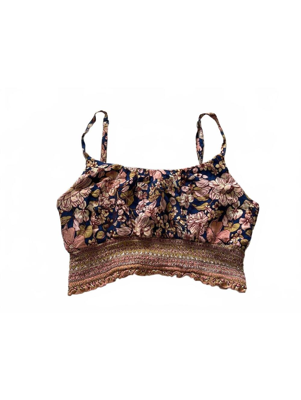 Lily Rose Floral Smocked Crop Top Size Large